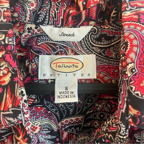 Talbots Christmas print stretch blouse - Picture 3 of 5